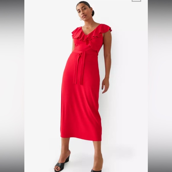 & Other Stories Ruffle Neck Midi Dress - Picture 2 of 2